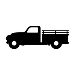 Icono plano camión pickup vintage en color negro