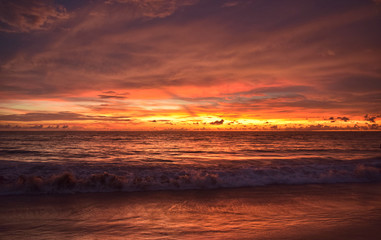 Fototapeta na wymiar colorful sunset at kata beach phuket Thailand
