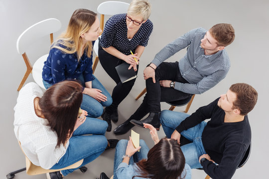 Group of people having a meeting together