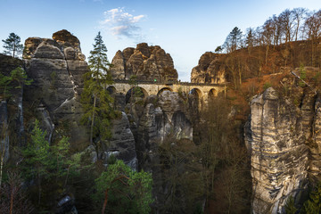 Bastei is the most famous rock formation in Saxon Switzerland, Germany