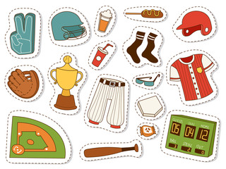 Baseball sport competition game team symbol softball play cartoon icons design sporting equipment vector illustration