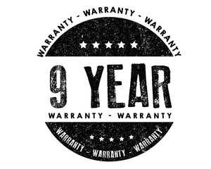 9 years warranty icon vintage rubber stamp guarantee