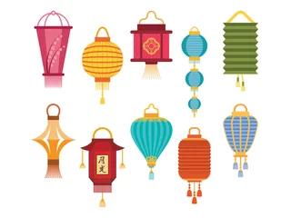 Fototapeten Chinese lantern light paper holiday celebrate asian graphic celebration lamp vector illustration. © Vectorvstocker