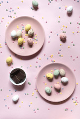 Colored chocolate eggs