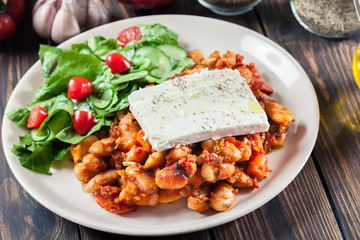 Baked giant beans with feta cheese