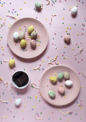 Colored chocolate eggs