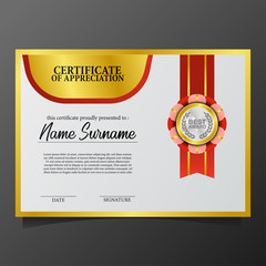 Beauty Certificate with golden accents and pin medal award