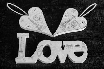 4 letters of the word love. shapes concepts heart