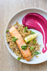 salmon quinoa,healthy dish