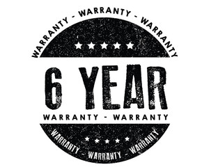 6 years warranty icon vintage rubber stamp guarantee