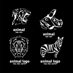 Hand-drawn pencil graphics, african animals set symbols