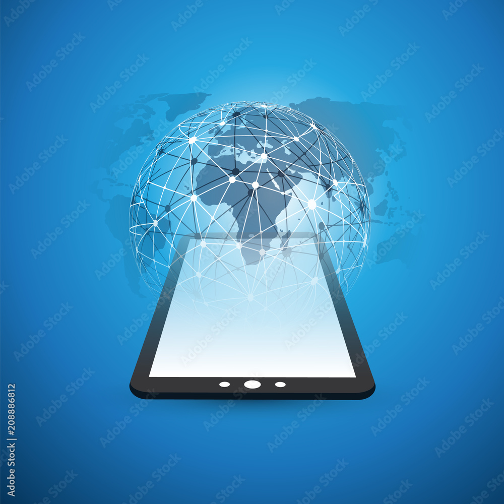 Poster digital network connections, technology background - cloud computing design concept with transparent