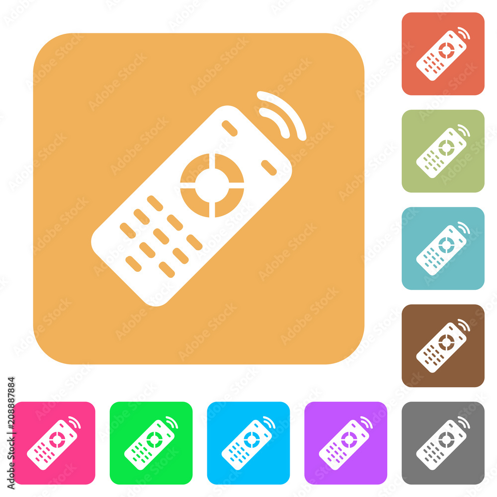Poster working remote control rounded square flat icons