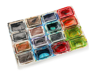 Watercolors of professional artist on white background