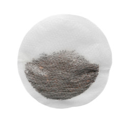 Tea bag on white background