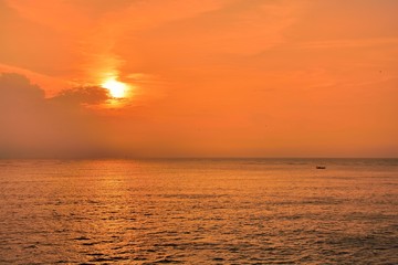 Sunset transmitted from the top golden yellow light.