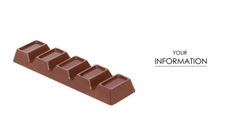 A bar of chocolate pattern on white background isolation