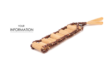 Wooden massager for the back pattern on a white background isolation