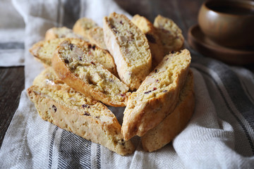 Italian biscuits: almonds and cranberries biscotti