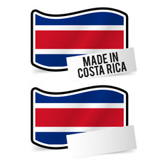 Made in Costa Rica Flag and white empty Paper. Esp10 Vector.