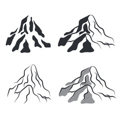 Mountain icon silhouettes vector set.