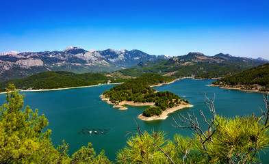 lake, landscape, water, blue, sky, beach, nature, 