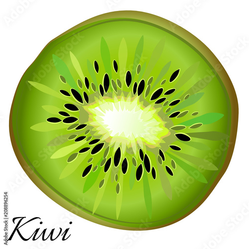 "Image of a kiwi slice. Vector illustration." Stock image and royalty