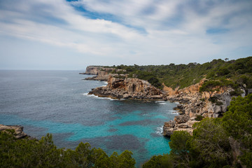 Mallorca, Spain; March 17, 2018: views of paradisiacal coves of Mallorca