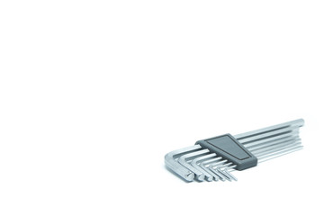A set of hex key on isolated white background.