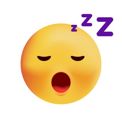 Cute Sleeping Emoticon on White Background. Isolated Vector Illustration 