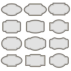Set of vintage frames of different shapes in gray color. Vector illustration.