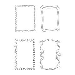 Rectangular Hand Drawn Ornate Frames Vector Set