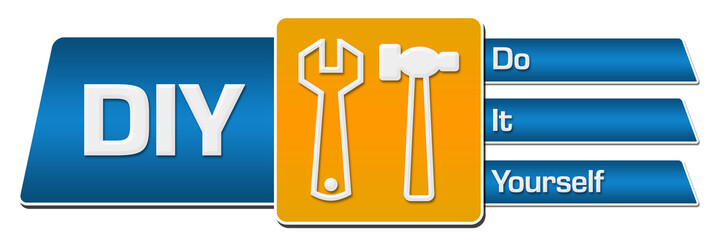 DIY - Do It Yourself Blue Orange Rounded Squares Horizontal 