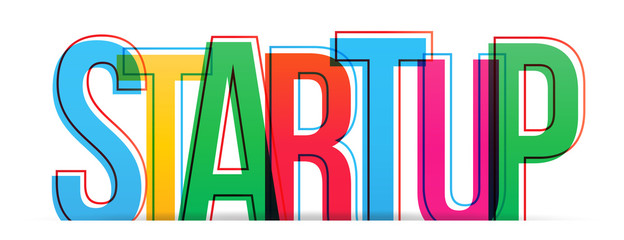 Startup colorful word. Vector banner