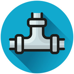 pipe circle blue icon concept