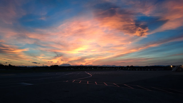 Sunset from Airfield Malpensa Italy 