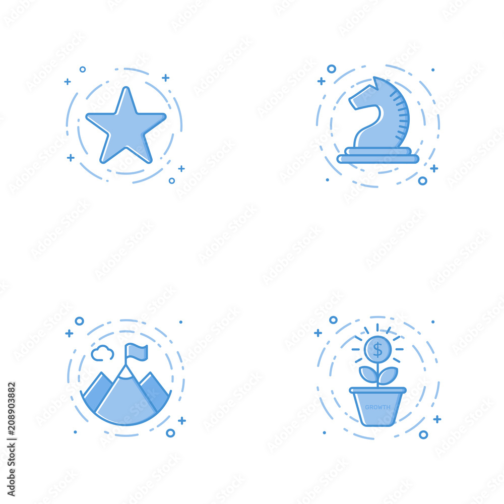 Poster vector business illustration in filled bold line style. set of outline cute and simple icons with st