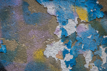 Colorful cracked paint background painted painted on the wall brush