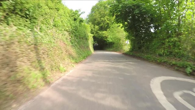 POV driving through Exmoor National Park Somerset roads in England