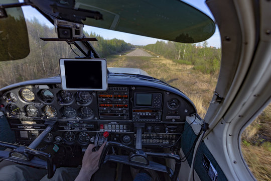 View from the cockpit. Navigation devices.