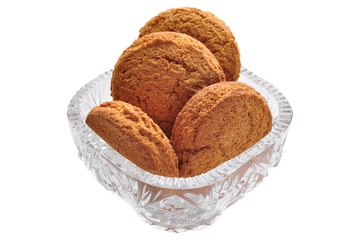 oatmeal cookies in a vase on a white background