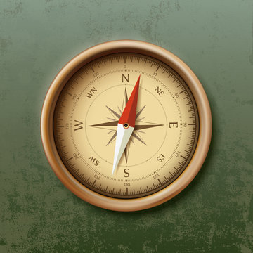 compass with arrow in retro style.