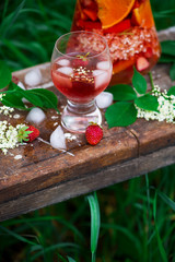 Elderflower, strawberry and rose wine sangria.