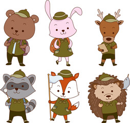 Woodland Animals Scouts Illustration