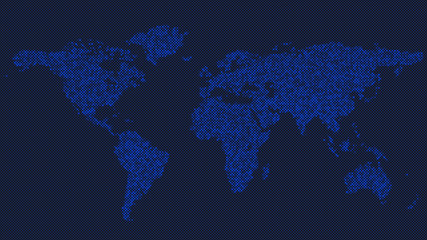 Halftone world map background - vector graphic design from dots