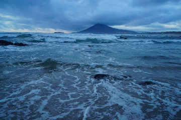 Cold and gentle blue colors of the Atlantic Ocean