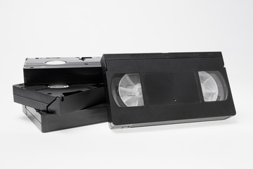 VHS videotapes on white