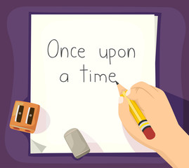 Hand Kid Write Story Illustration