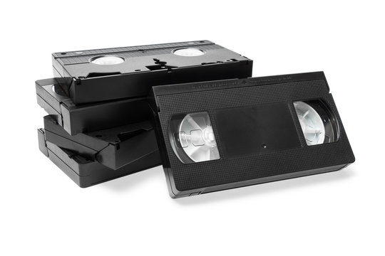 VHS Videotapes On White