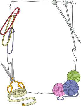 Knitting Elements Frame Illustration